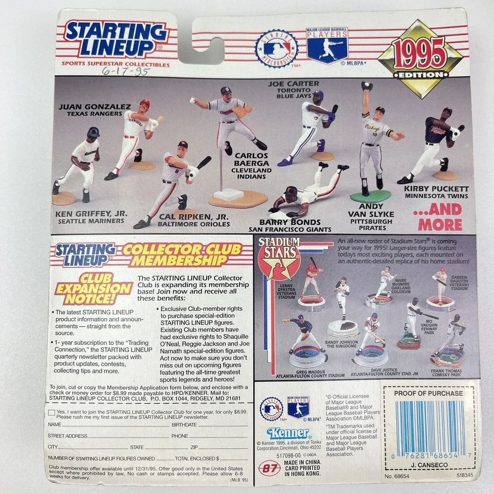 Jose Canseco Texas Rangers Starting Lineup 1995 Edition Action Figure Card